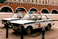 Police Ladas outside Kremlin (Moscow)