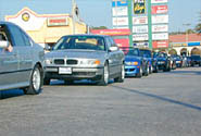 BMWs as far as you can see, departing Austin